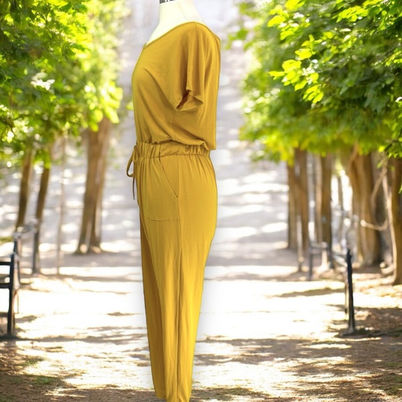 Super Comfy Capella Mustard Ladies Two-Way Shoulder Drawstring Jumpsuit - Picture 14 of 16